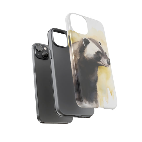 Badger on a Yellow Background - Impact Resistant Phone Case